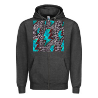 Charcoal Heather turquoise lightning bolt seamless pattern Zipper Hoodie - HRA Design Shop