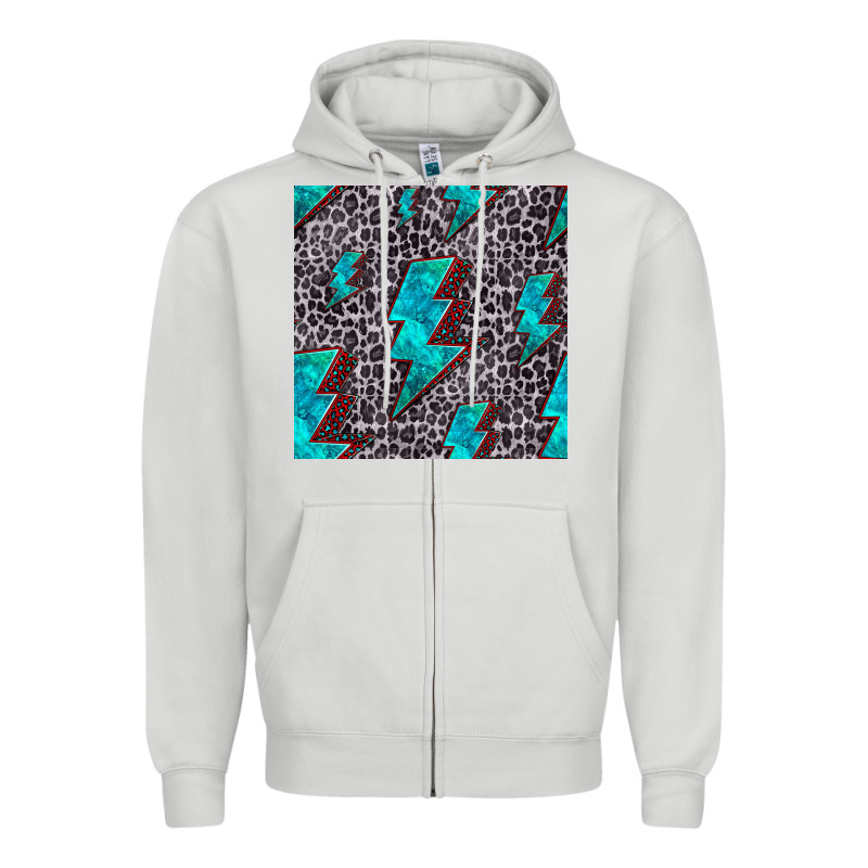 Turquoise Lightning Bolt Seamless Pattern Zipper Hoodie by HRA Design Shop | Teevron