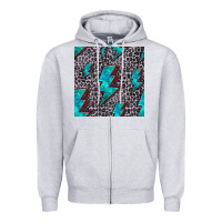 Heather Grey turquoise lightning bolt seamless pattern Zipper Hoodie - HRA Design Shop