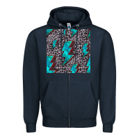 Navy turquoise lightning bolt seamless pattern Zipper Hoodie - HRA Design Shop
