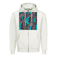 Oatmeal Heather turquoise lightning bolt seamless pattern Zipper Hoodie - HRA Design Shop