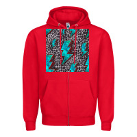Red turquoise lightning bolt seamless pattern Zipper Hoodie - HRA Design Shop