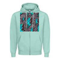 Seafoam turquoise lightning bolt seamless pattern Zipper Hoodie - HRA Design Shop