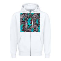 White turquoise lightning bolt seamless pattern Zipper Hoodie - HRA Design Shop