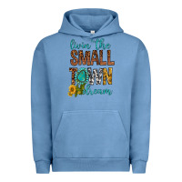 Pigment Pebble Blue Living The Small Town Dream Urban Hoodie - BundleAndBundleShop