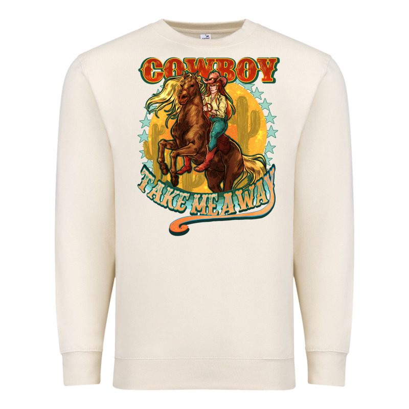 Cowboy Take Me Away Premium Sweatshirt by NancyCooperArtShop | Teevron