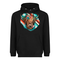 Black highland cow serape Heavyweight Hoodie - JahusDesignShop