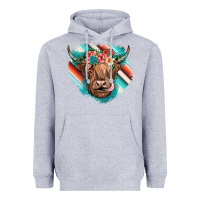 Heather Grey highland cow serape Heavyweight Hoodie - JahusDesignShop