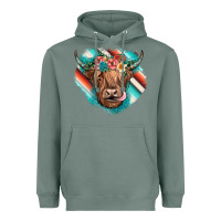 Sage highland cow serape Heavyweight Hoodie - JahusDesignShop