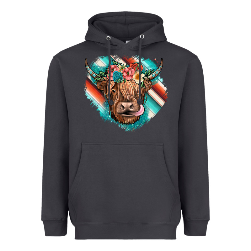 Highland Cow Serape Heavyweight Hoodie by JahusDesignShop | Teevron
