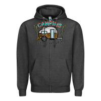 Charcoal Heather camping is my happy place Zipper Hoodie - CowhideDigitalArt