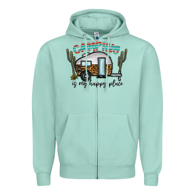 Camping Is My Happy Place Zipper Hoodie by CowhideDigitalArt | Teevron