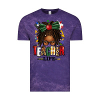 Cloud Purple teacher life afro locs messy bun Vintage Tee - texasbilliewilder