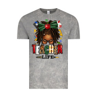 Cloud Rock teacher life afro locs messy bun Vintage Tee - texasbilliewilder