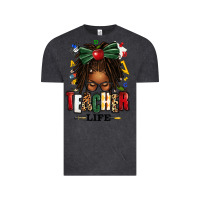 Vintage Black teacher life afro locs messy bun Vintage Tee - texasbilliewilder