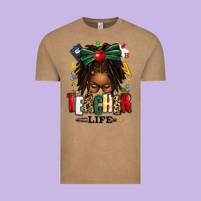 Teacher Life Afro Locs Messy Bun Vintage Tee Designed By Texasbilliewilder