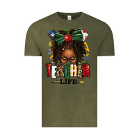 Vintage Olive teacher life afro locs messy bun Vintage Tee - texasbilliewilder