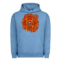 Pigment Pebble Blue Thanksgiving Turkey With Tartan Patch Urban Hoodie - BundleAndBundleShop