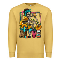 Antique Gold staying alive coffee drinking skeleton Premium Sweatshirt - Jasminsmagicworld