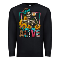 Black staying alive coffee drinking skeleton Premium Sweatshirt - Jasminsmagicworld