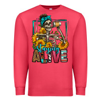 Cardinal staying alive coffee drinking skeleton Premium Sweatshirt - Jasminsmagicworld