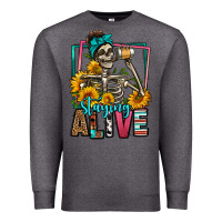 Charcoal Heather staying alive coffee drinking skeleton Premium Sweatshirt - Jasminsmagicworld