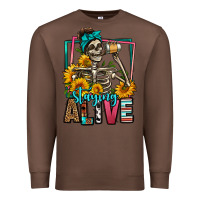 Chestnut staying alive coffee drinking skeleton Premium Sweatshirt - Jasminsmagicworld
