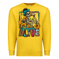 Lemon staying alive coffee drinking skeleton Premium Sweatshirt - Jasminsmagicworld
