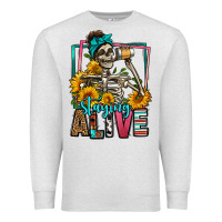 Oatmeal Heather staying alive coffee drinking skeleton Premium Sweatshirt - Jasminsmagicworld