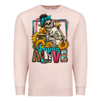 Pale Pink staying alive coffee drinking skeleton Premium Sweatshirt - Jasminsmagicworld