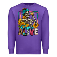 Purple staying alive coffee drinking skeleton Premium Sweatshirt - Jasminsmagicworld