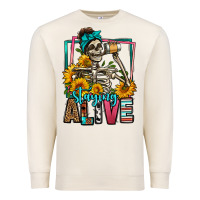 Sandshell staying alive coffee drinking skeleton Premium Sweatshirt - Jasminsmagicworld