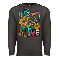 Smoke staying alive coffee drinking skeleton Premium Sweatshirt - Jasminsmagicworld