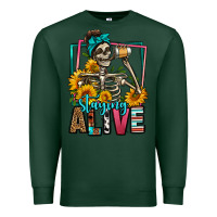 Sports Green staying alive coffee drinking skeleton Premium Sweatshirt - Jasminsmagicworld