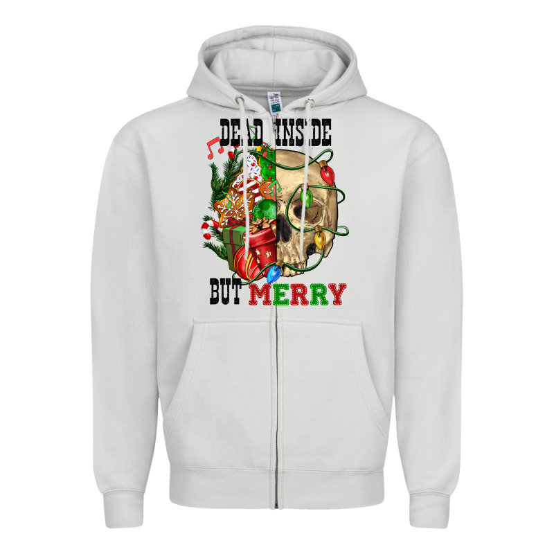 Dead İnside But Merry Human Skull Zipper Hoodie by FaDigitalArtStudio | Teevron