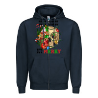 Navy Dead İnside But Merry Human Skull Zipper Hoodie - FaDigitalArtStudio
