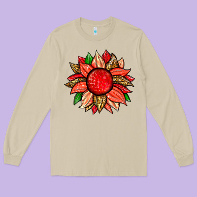 Strawberry Sunflower Long Sleeve Tee Designed By Zillion Design Studio