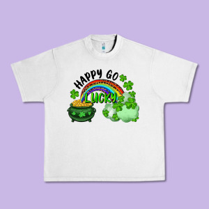 Happy Go Lucky Rainbow Shamrocks And Pot Of Gold Urban Heavy Tee Designed By Ranaportraitstore