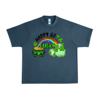 Midnight Navy Happy Go Lucky Rainbow Shamrocks And Pot Of Gold Urban Heavy Tee - RanaPortraitStore