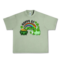 Oil Green Happy Go Lucky Rainbow Shamrocks And Pot Of Gold Urban Heavy Tee - RanaPortraitStore