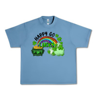 Pebble Blue Happy Go Lucky Rainbow Shamrocks And Pot Of Gold Urban Heavy Tee - RanaPortraitStore
