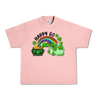 Salmon Happy Go Lucky Rainbow Shamrocks And Pot Of Gold Urban Heavy Tee - RanaPortraitStore