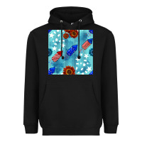 Black patriotic fireworks and sunflower Heavyweight Hoodie - BundleAndBundleShop