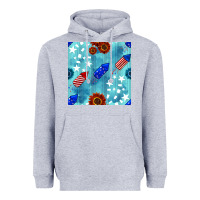 Heather Grey patriotic fireworks and sunflower Heavyweight Hoodie - BundleAndBundleShop