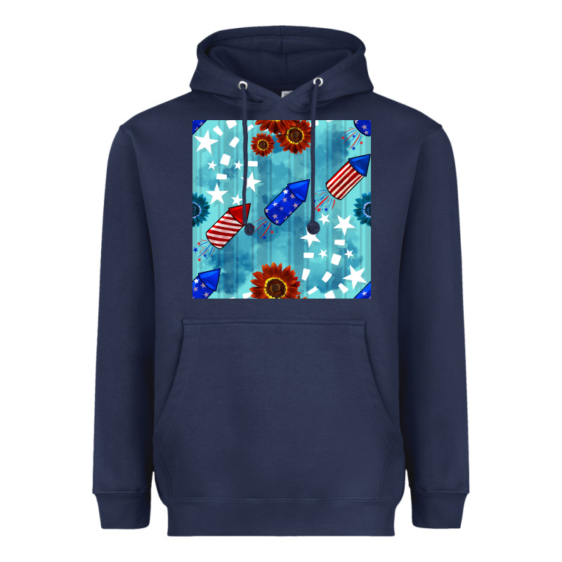 Patriotic Fireworks And Sunflower Heavyweight Hoodie by BundleAndBundleShop | Teevron