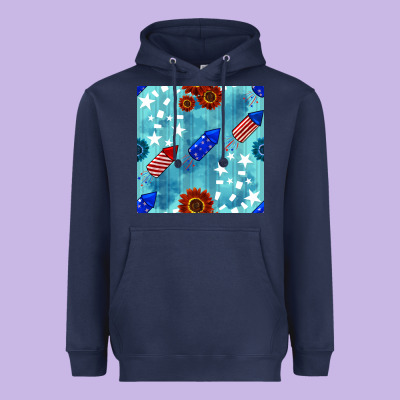 Patriotic Fireworks And Sunflower Heavyweight Hoodie Designed By Bundleandbundleshop