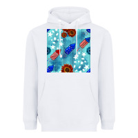 White patriotic fireworks and sunflower Heavyweight Hoodie - BundleAndBundleShop