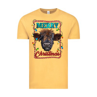 Vintage Mustard Merry Christmas Calf Vintage Tee - RanaPortraitStore