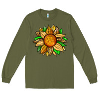 Army Green pineapple sunflower Long Sleeve Tee - Zillion Design Studio