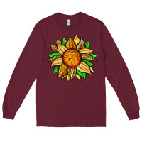 Burgundy pineapple sunflower Long Sleeve Tee - Zillion Design Studio